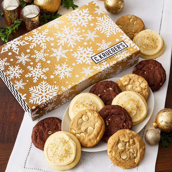 Gold Snowflake Cookie Gift Boxes - Select Your Cookies