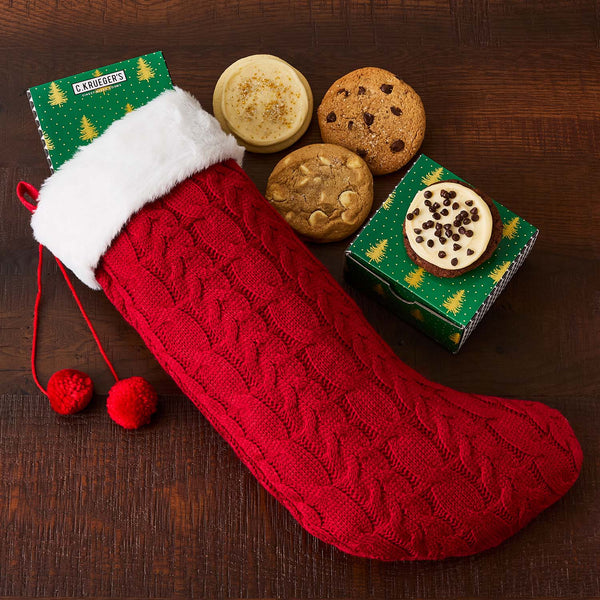 Evergreen Trees Red Stocking Gift – Assorted Cookies