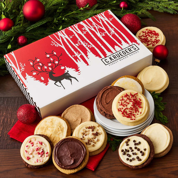 Winter Deer Cookie Gift Boxes - Iced Cookies