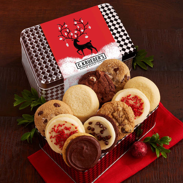Winter Deer Gift Tin - Assorted Mini Cookies