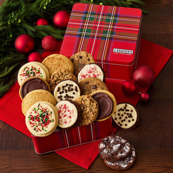 Tartan Plaid Cookie Gift Tin - Assorted Cookies