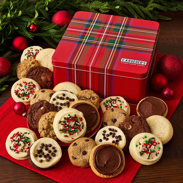 Tartan Plaid Cookie Gift Tin - Assorted Mini Cookies