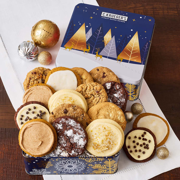 Winter Snowflake Cookie Gift Tin - Assorted Cookies