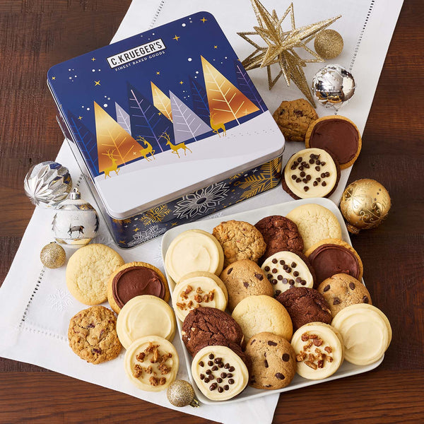 Winter Snowflake Cookie Gift Tin - Assorted Mini Cookies