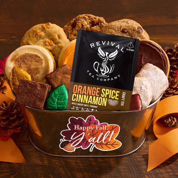 Happy Fall Y'all Cookie & Tea Gift Pail
