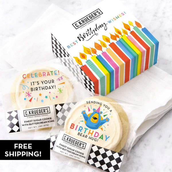 Birthday Bear Hug Duo Cookie Gift Box - Iced with Messages