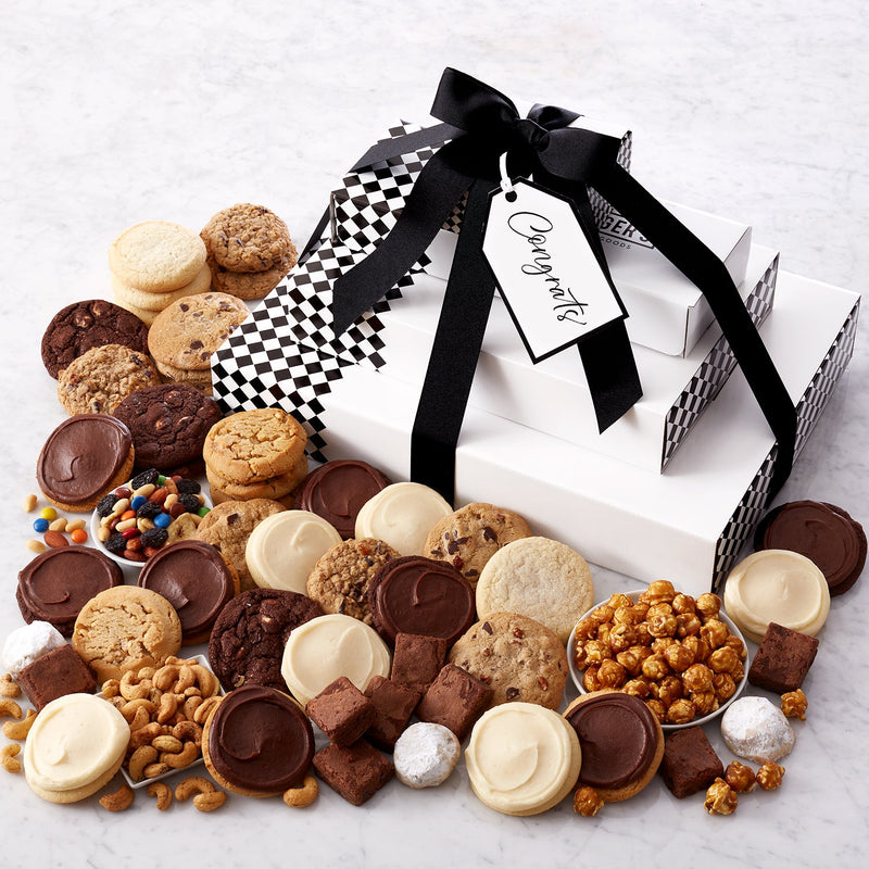 Congrats Cookies and Snacks Gift Box - Grand Gift Stack
