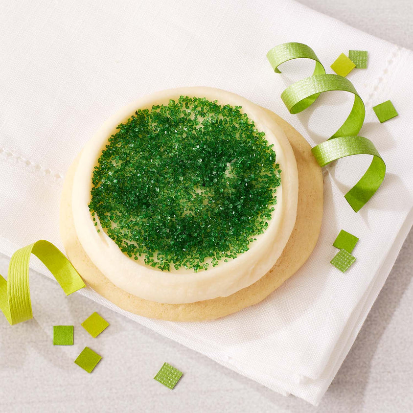 Finest Sugar Cookie with Buttercream Icing and  Green Sanding Sugar