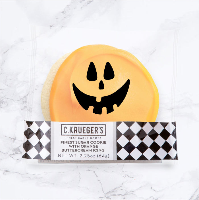 Finest Sugar Cookie with Orange Buttercream Icing and  Halloween Jack-O-Lantern Film