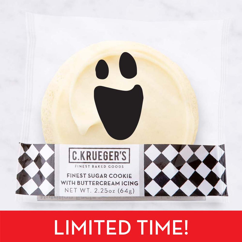 Finest Sugar Cookie with Buttercream Icing and Halloween Ghost Face Film