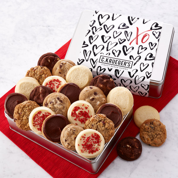 With Love XO Hearts Two Dozen Mini Cookie Gift Tin - Assorted