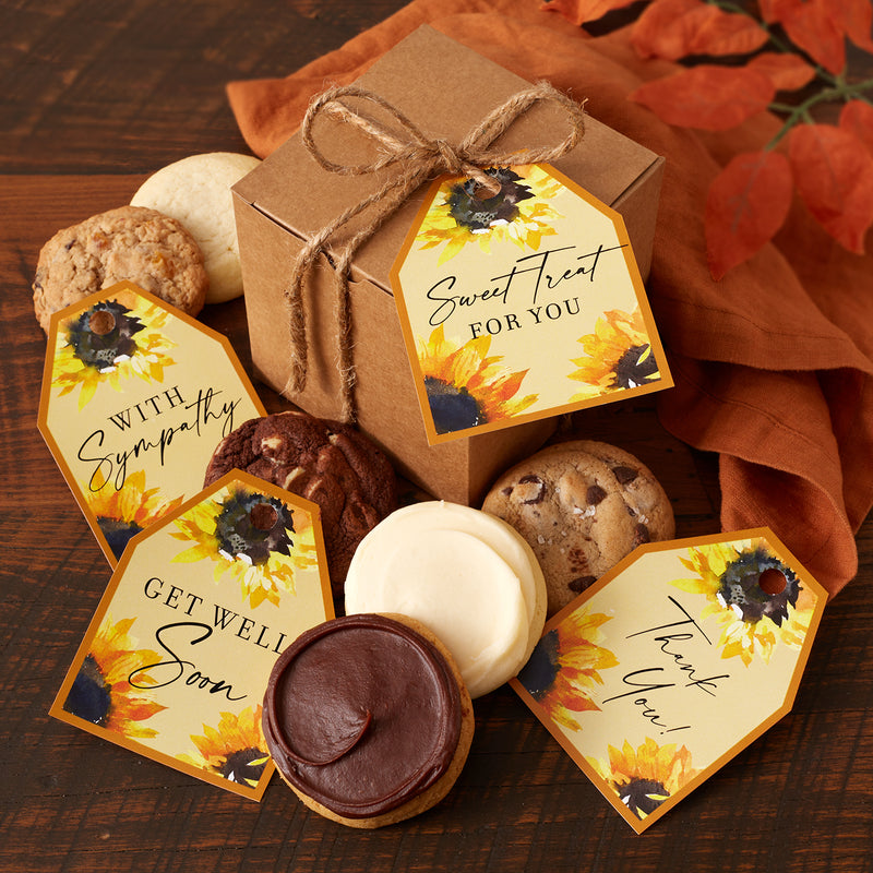 Autumn Sunflower Mini Cookie Gift Box - Select Your Message