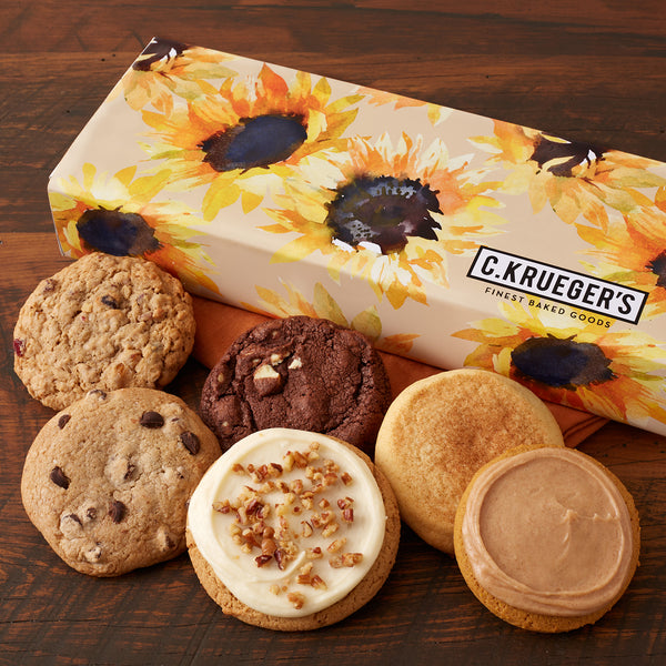 Autumn Sunflower Half Dozen Cookie Gift Box - Assorted Flavors