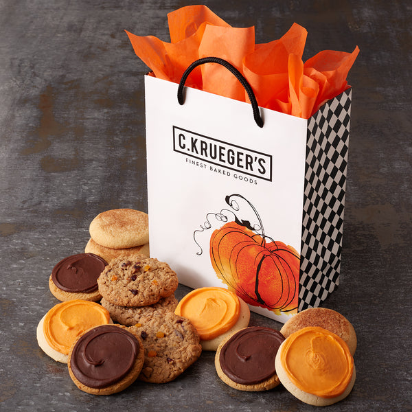 Watercolor Pumpkin One Dozen Cookies Gift Bag Select Your Flavors