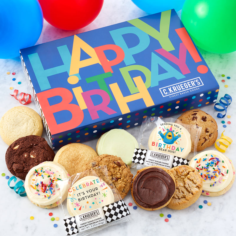 Birthday Celebration One Dozen Cookie Gift Box - Assorted Flavors