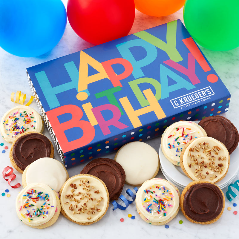Birthday Celebration One Dozen Cookie Gift Box Select Your Flavor