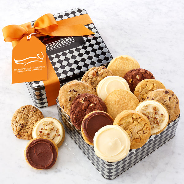 Michael J Fox Foundation Harlequin Large Cookie Gift Tin Assorted