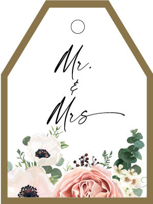 Wedding Tag - Pink Rose mr. mrs.