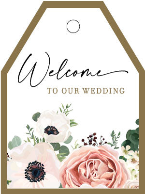 Wedding Tag - Pink Rose Welcome