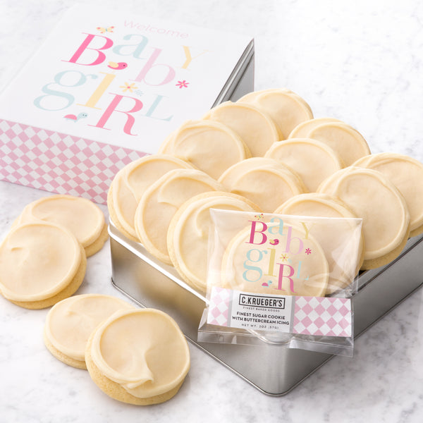 Baby Girl Cookie Gift Tin - Iced Cookies